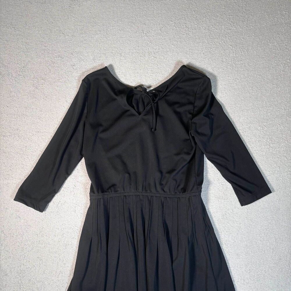 Vintage Black Dress Size‎ M Fit Flare Short Dress Ruffle Skirt Witchy Goth Retro